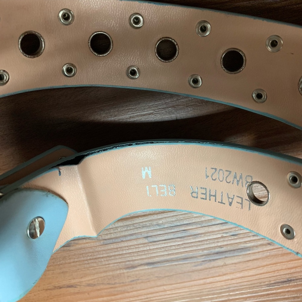 Vintage Retro Leather Studded Eyelet Blue Belt - Picture 5 of 8